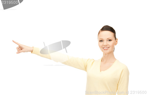 Image of businesswoman pointing her finger