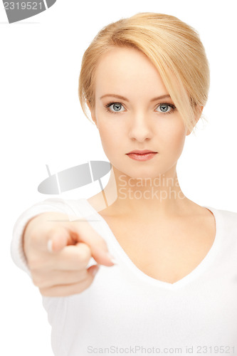 Image of  businesswoman pointing her finger