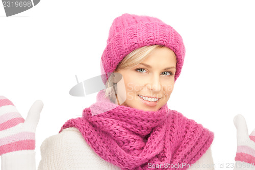 Image of beautiful woman in winter hat