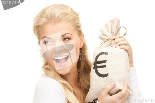 Image of woman with euro signed bag