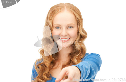 Image of businesswoman pointing her finger