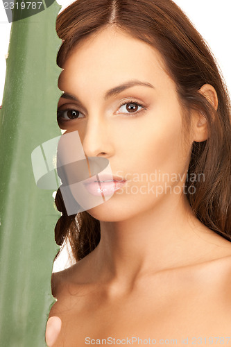 Image of lovely woman with aloe vera