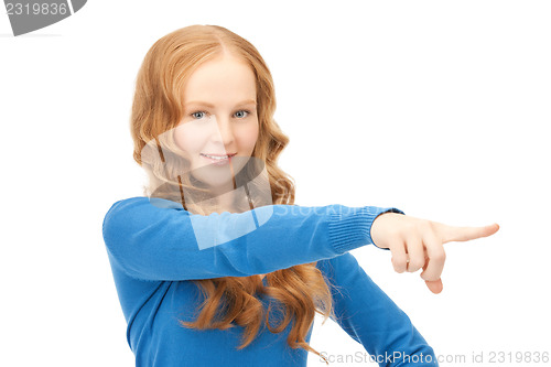 Image of businesswoman pointing her finger