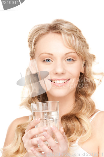Image of beautiful woman with glass of water