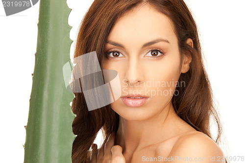 Image of lovely woman with aloe vera