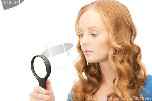 Image of woman with magnifying glass 