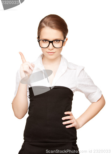 Image of woman with her finger up