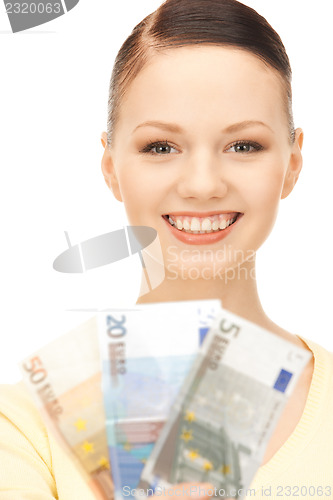 Image of  lovely woman with euro cash money	 