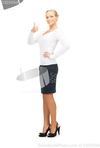 Image of lovely woman with thumbs up
