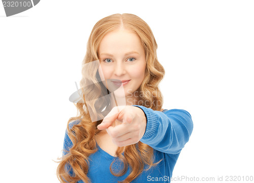Image of businesswoman pointing her finger