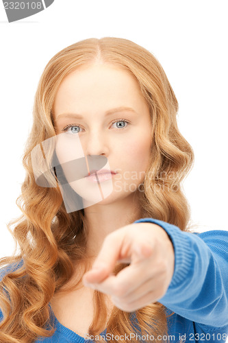 Image of businesswoman pointing her finger