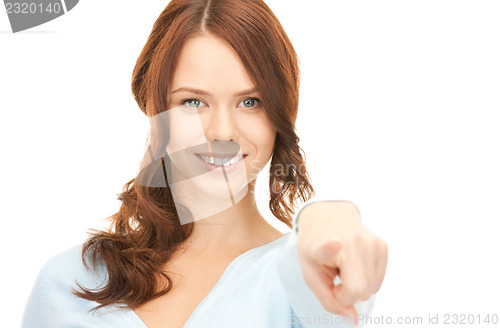 Image of businesswoman pointing her finger