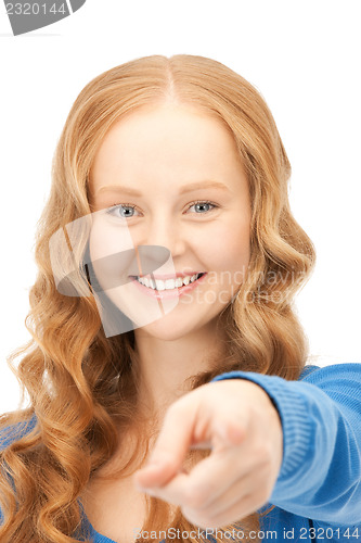 Image of businesswoman pointing her finger