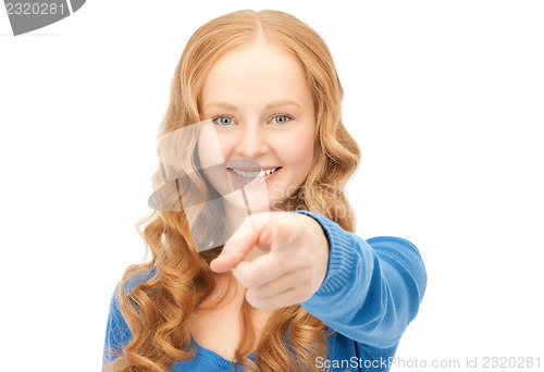 Image of businesswoman pointing her finger