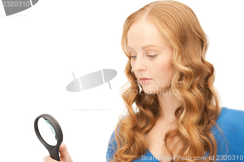 Image of woman with magnifying glass 