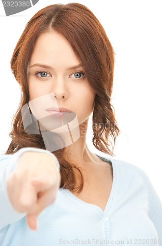 Image of businesswoman pointing her finger