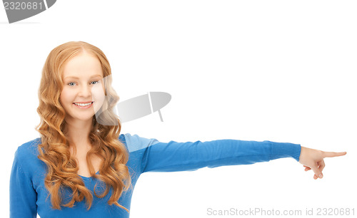 Image of businesswoman pointing her finger