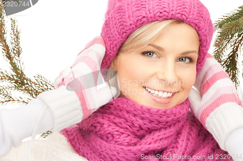 Image of beautiful woman in winter hat