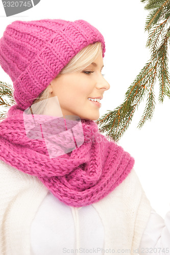 Image of beautiful woman in winter hat