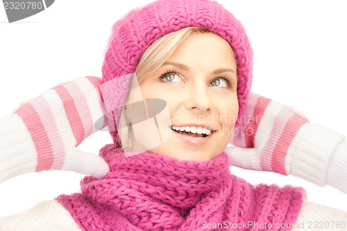 Image of beautiful woman in winter hat