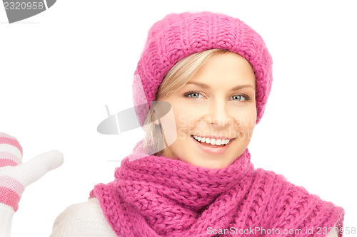 Image of beautiful woman in winter hat