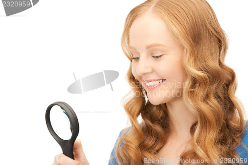 Image of woman with magnifying glass