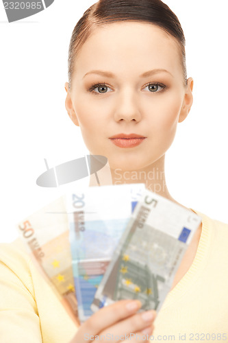 Image of  lovely woman with euro cash money	 