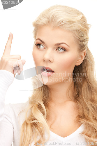 Image of woman with her finger up