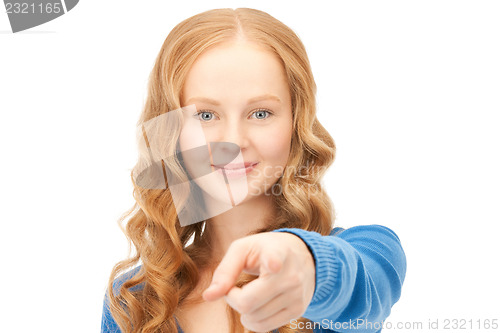 Image of businesswoman pointing her finger