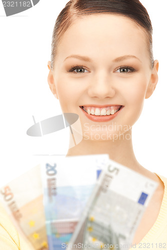 Image of  lovely woman with euro cash money	 