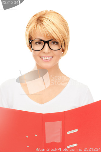 Image of businesswoman with folders