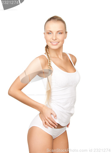 Image of lovely woman in white cotton underwear