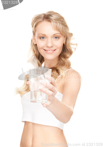 Image of beautiful woman with glass of water
