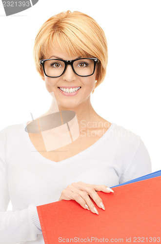 Image of businesswoman with folders