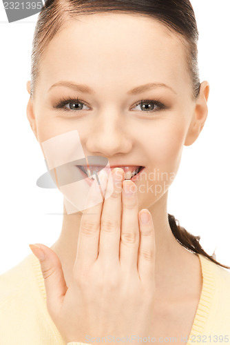 Image of hand over mouth