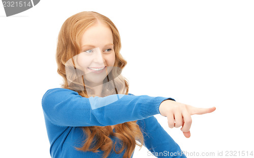 Image of businesswoman pointing her finger