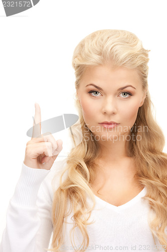 Image of woman with her finger up