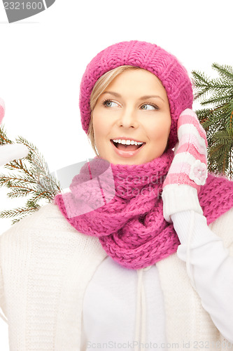 Image of beautiful woman in winter hat