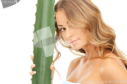 Image of lovely woman with aloe vera