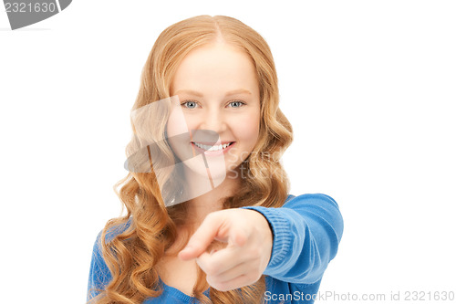 Image of businesswoman pointing her finger