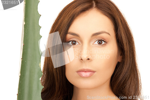 Image of lovely woman with aloe vera