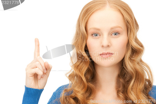 Image of woman with her finger up