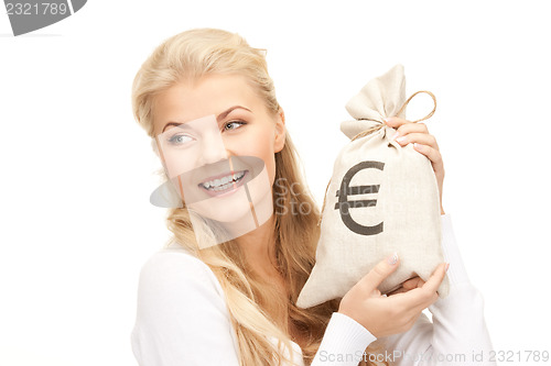 Image of woman with euro signed bag
