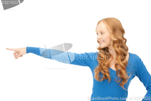 Image of businesswoman pointing her finger