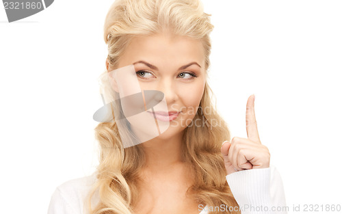 Image of woman with her finger up