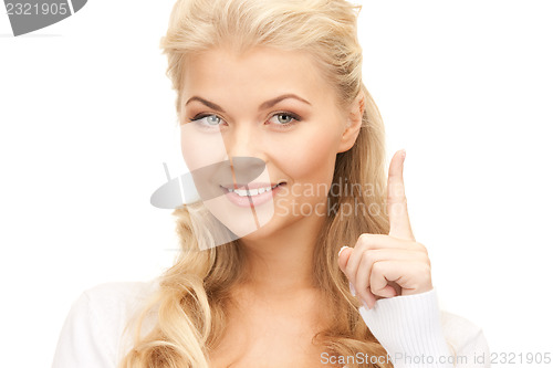 Image of woman with her finger up