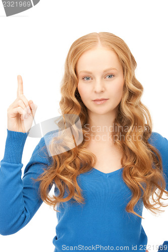 Image of woman with her finger up