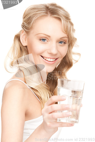 Image of beautiful woman with glass of water