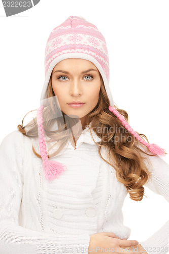 Image of beautiful woman in winter hat