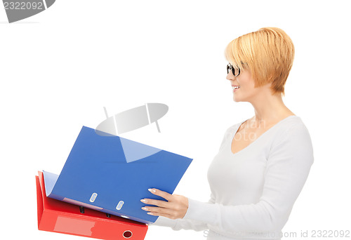 Image of businesswoman with folders